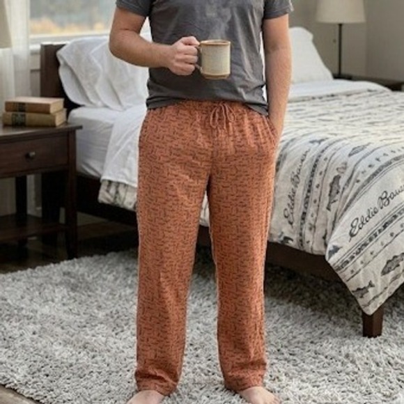 Eddie Bauer Other - Eddie Bauer Lounge Pants Orange Fish Trout All Over Print Cotton Blend XXL